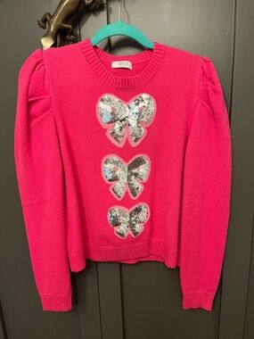 Avara Women's Hot Pink Sequin Butterfly Sweater size M